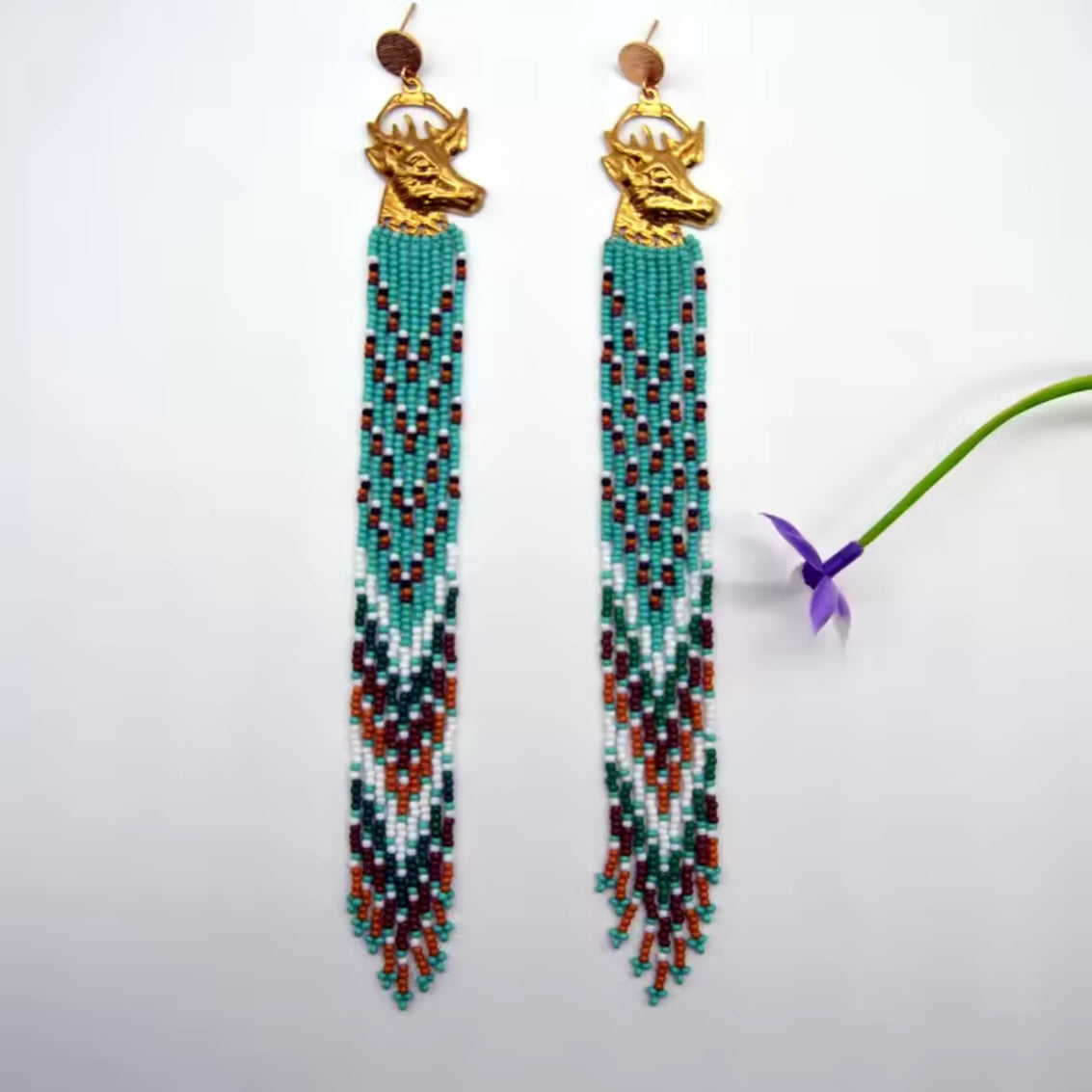 Beaded Buck Earrings