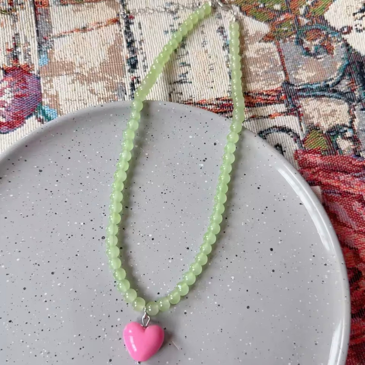 Candy Beaded Heart Necklace