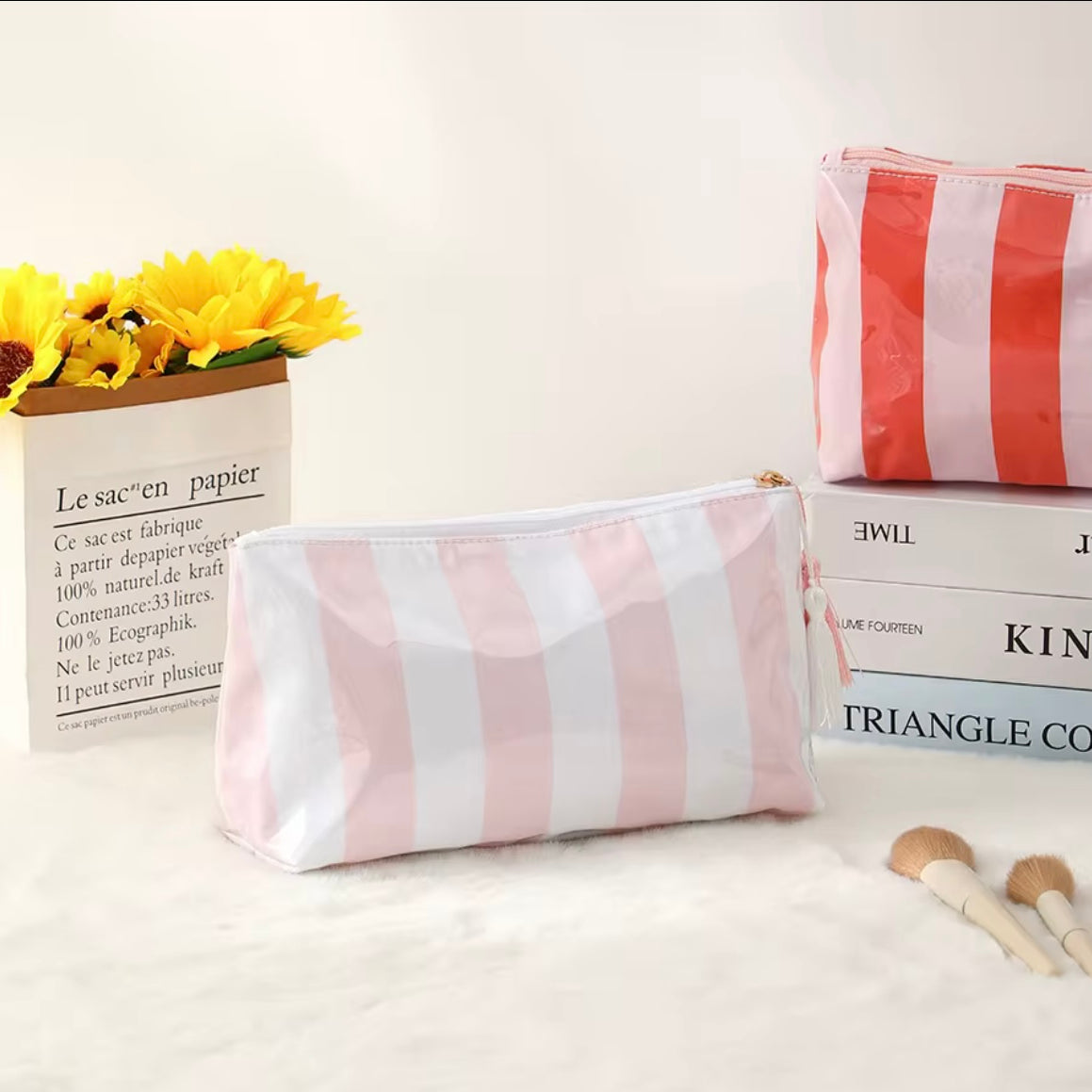 Beach Stripe Makeup Bag Collection