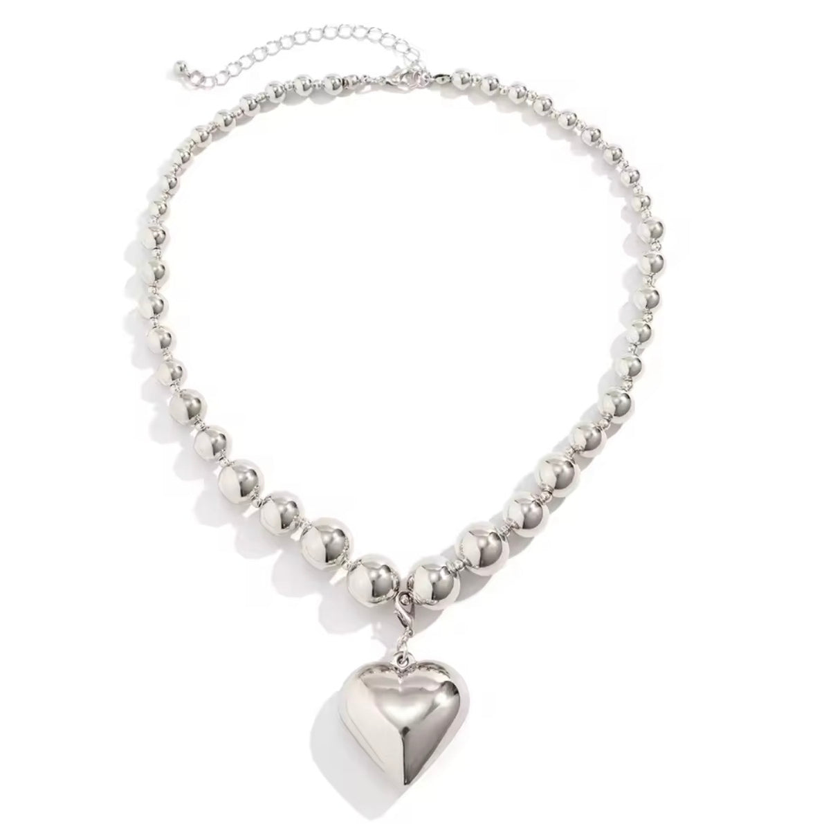 Graduated Beaded Heart Necklace