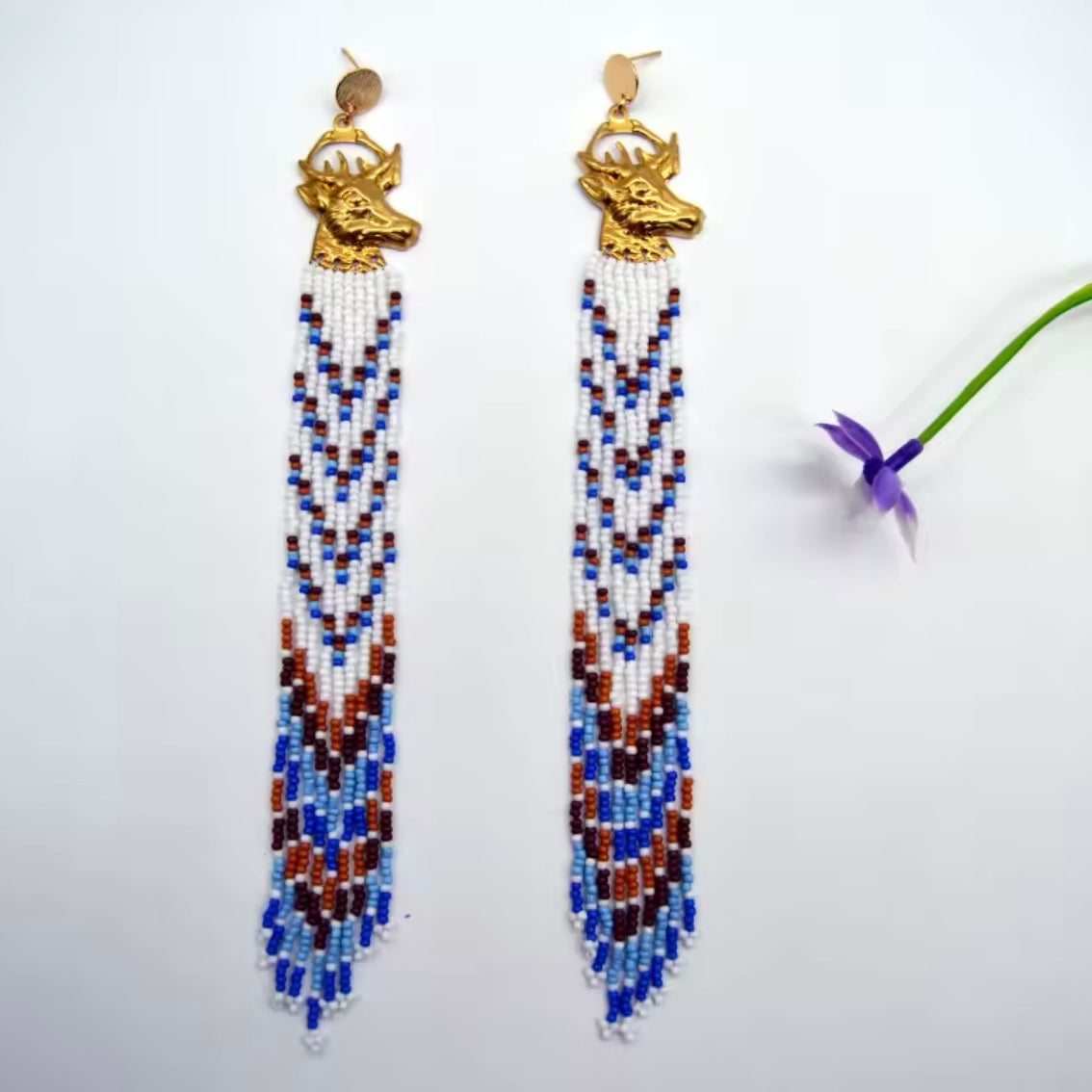 Beaded Buck Earrings