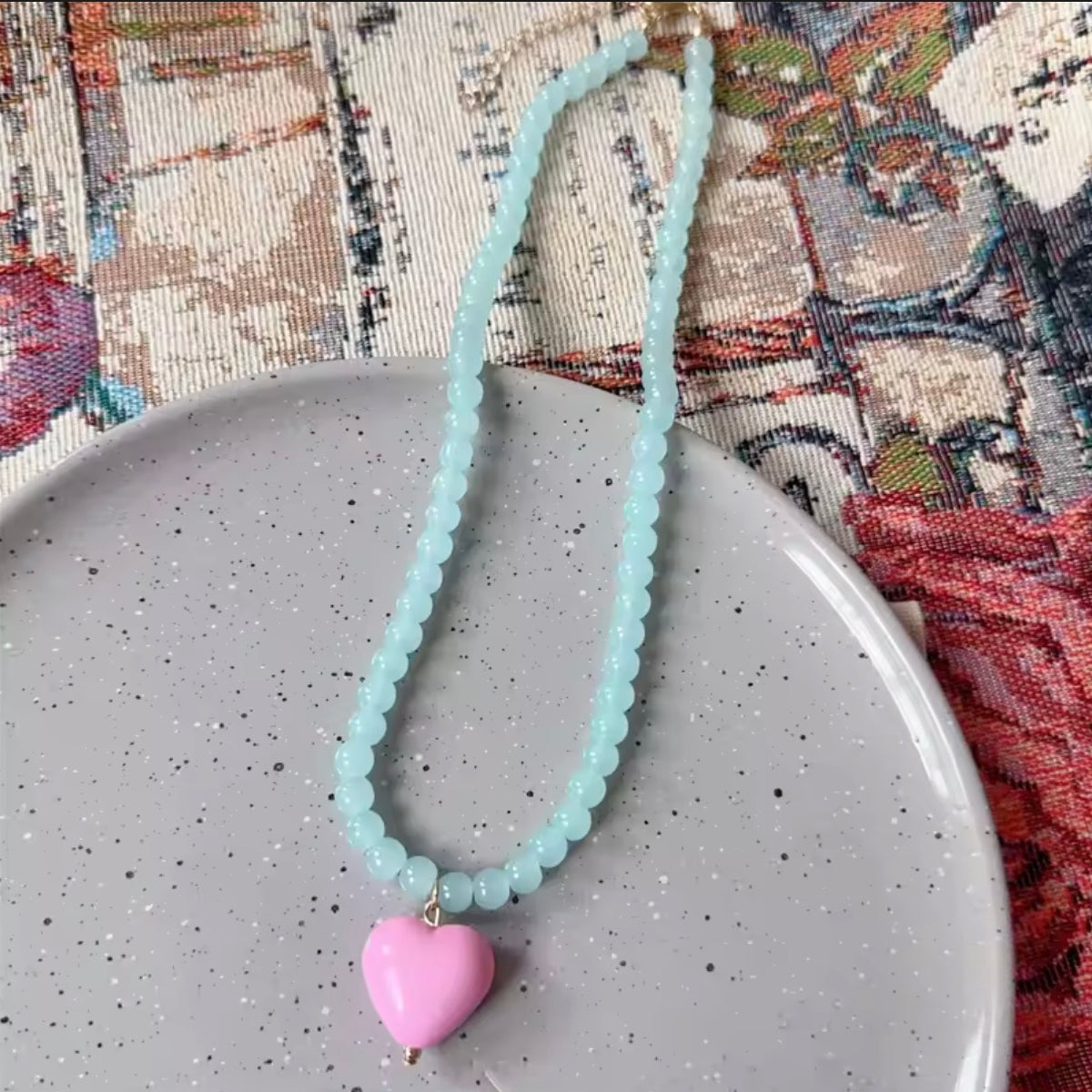 Candy Beaded Heart Necklace