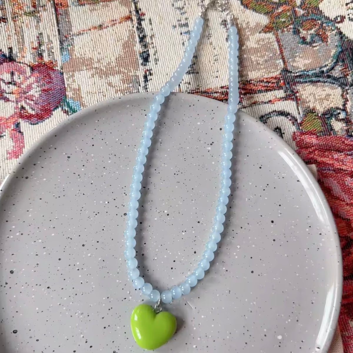 Candy Beaded Heart Necklace