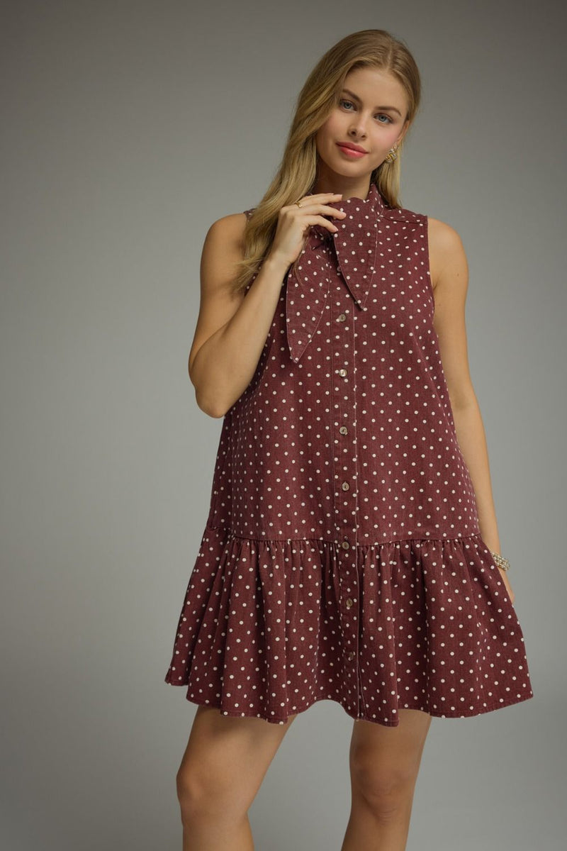 Bordeaux Polka Dot Dress – The Collection TX