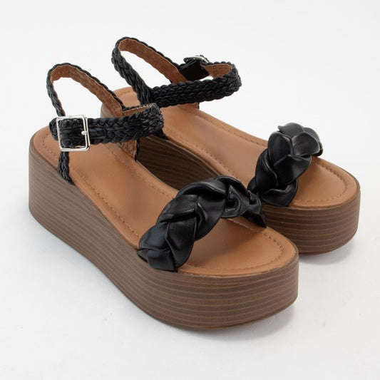 Brennan Braided Strap Platform Wedge Heel