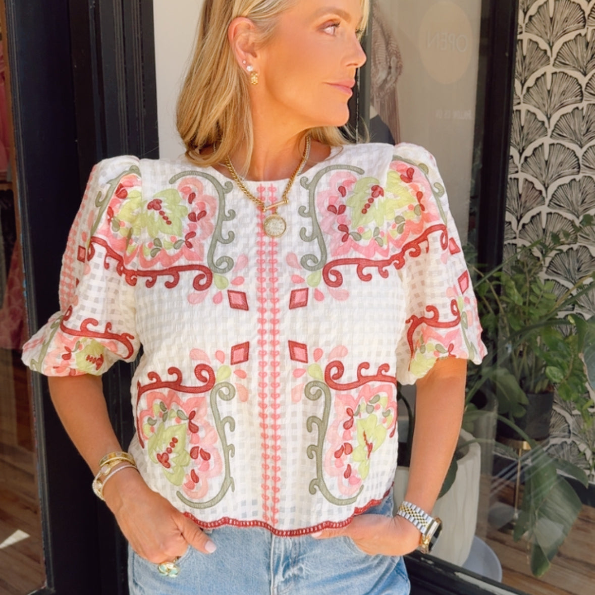 THML Meadow Embroidered Top