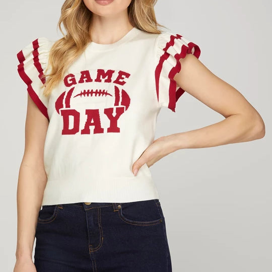 Ruffle Sleeve Game Day Top
