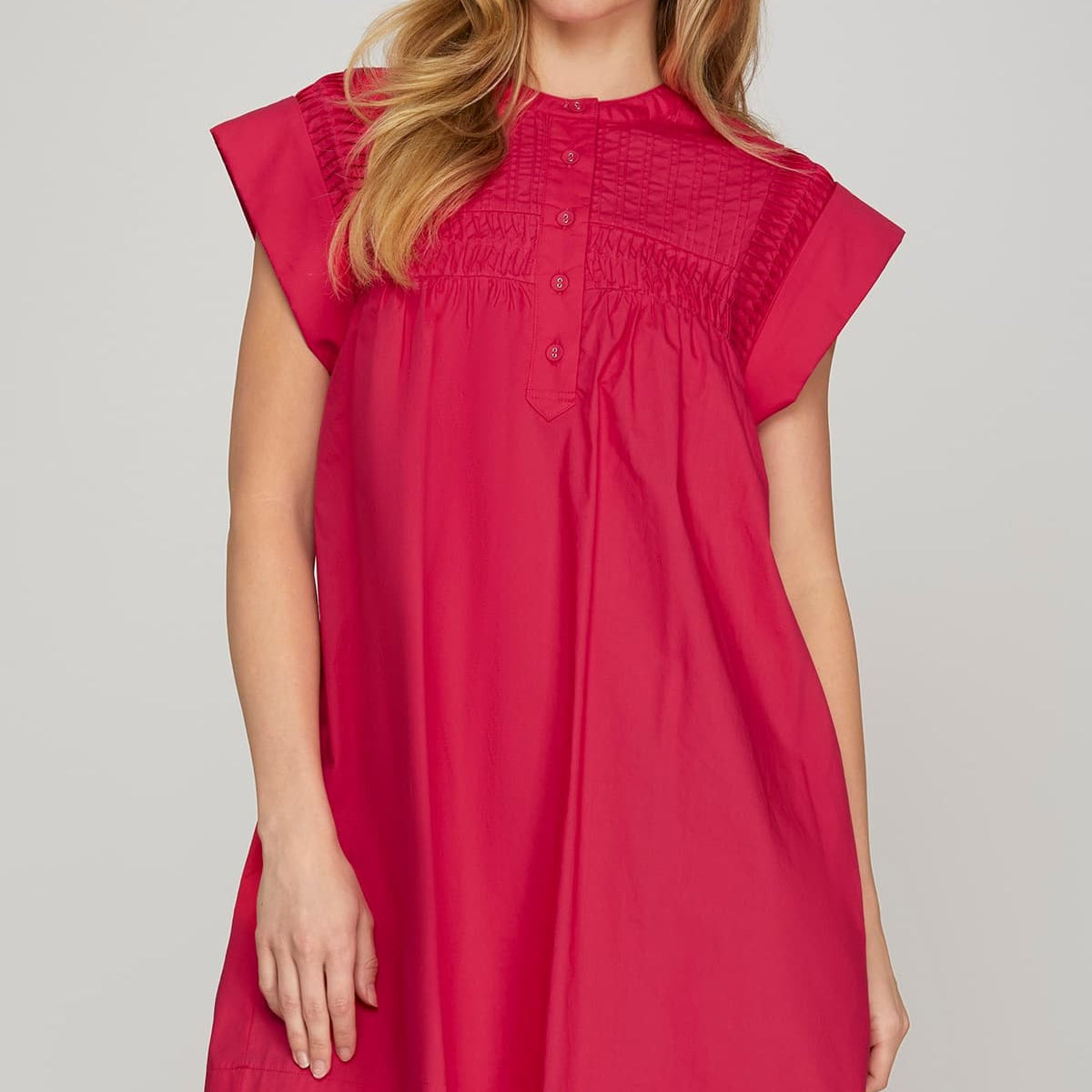 Pintuck Detail Mini Dress