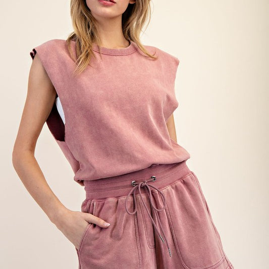 Mineral Drawstring Romper
