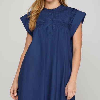 Pintuck Detail Mini Dress