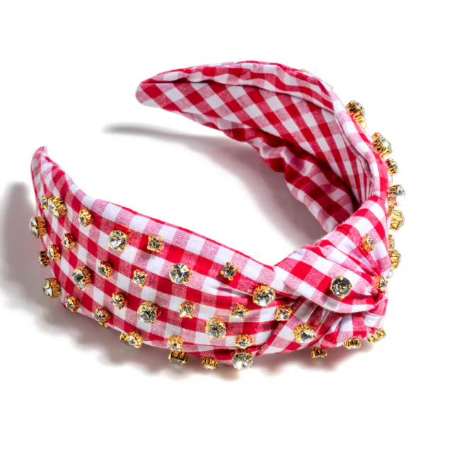 Embellished Gingham Knotted Headband
