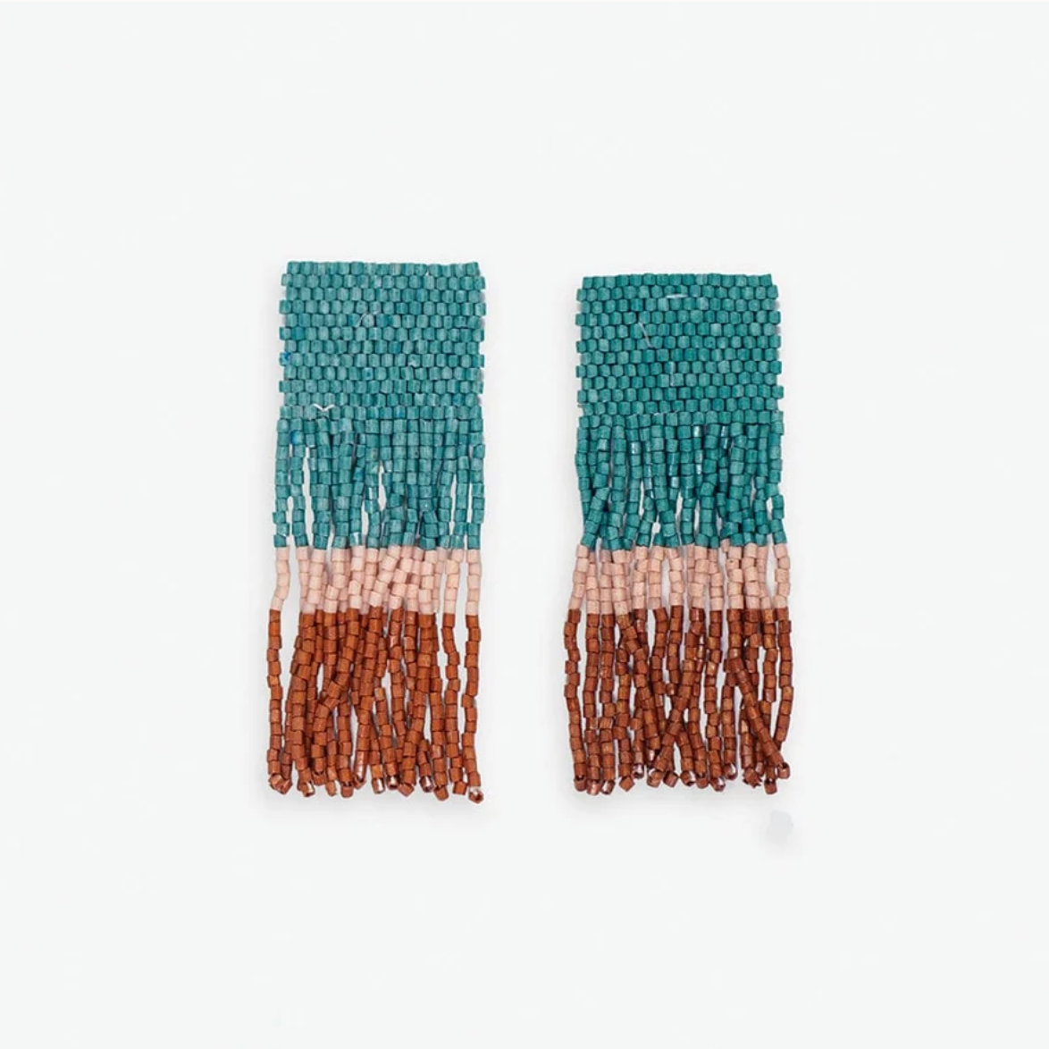 Ava Color Block Beaded Fringe Earrings