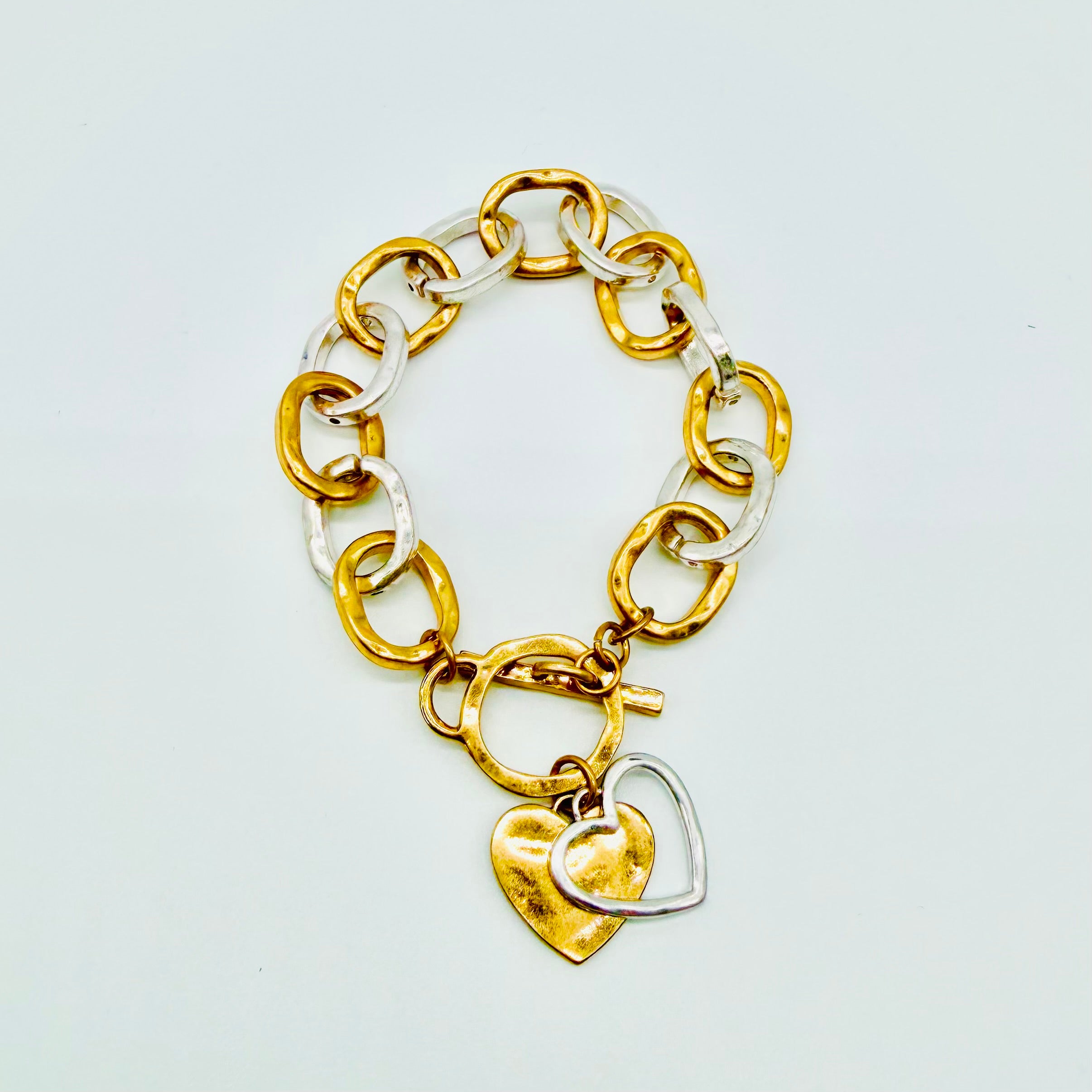 Hammered Heart Toggle Bracelet
