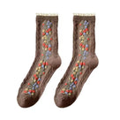 Cable Knit Floral Socks
