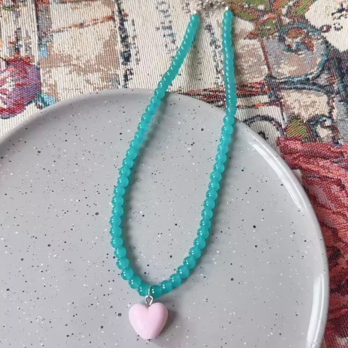 Candy Beaded Heart Necklace