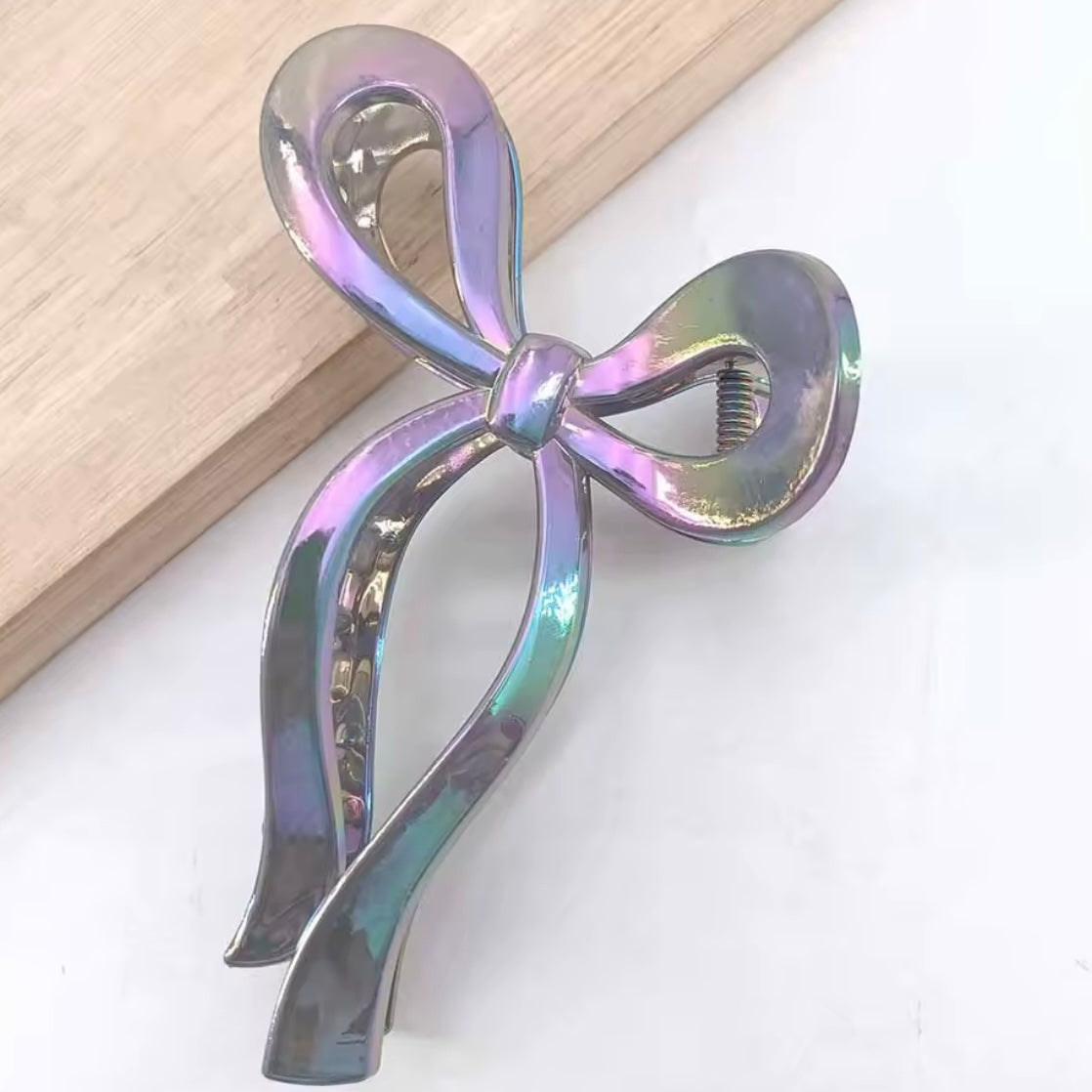 Iridescent Bow Clips