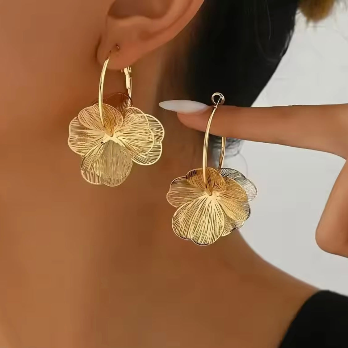 Flower Hoop Earrings