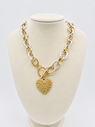 Hammered Heart Toggle Necklace