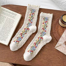 Cable Knit Floral Socks