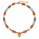 Pearled Candy Heart Charm Necklace