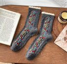 Cable Knit Floral Socks