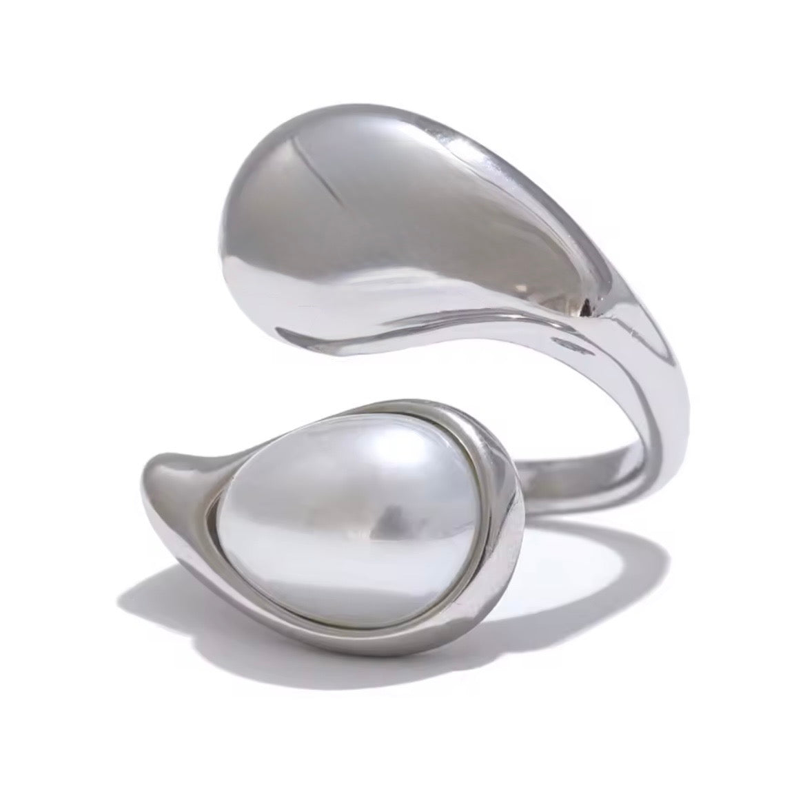 Stainless Steel Pearl Ring