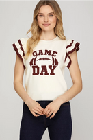 Ruffle Sleeve Game Day Top