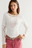 Free People Amber Lace Cuff Long Sleeve Top
