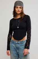 Free People Amber Lace Cuff Long Sleeve Top