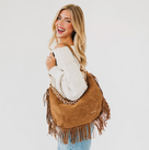 Loretta Suede Fringe Slouchy Bag